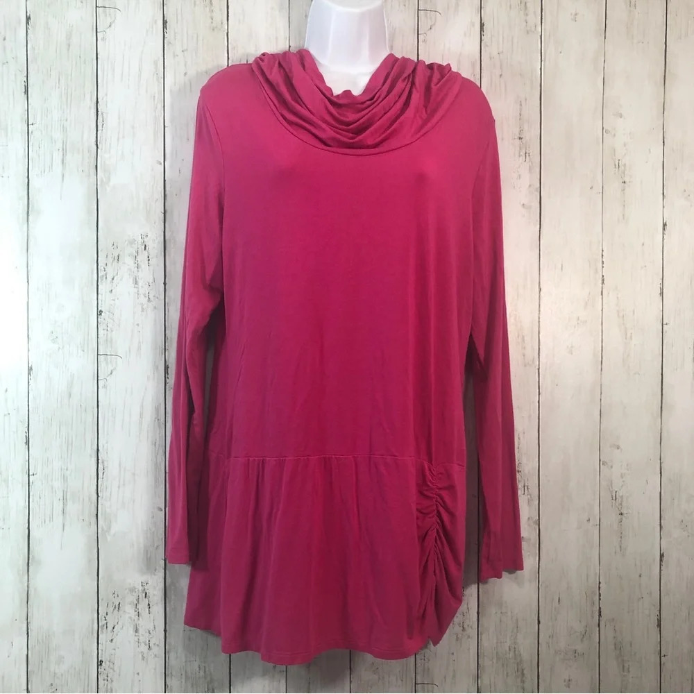 Gaiam Hooded Cowl Neck Ruched Side Top Extra Large